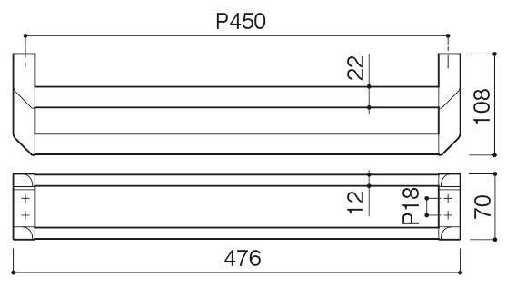 カワジュン 【SE-392-003】 ダブルタオルレール マットブラック P=450
